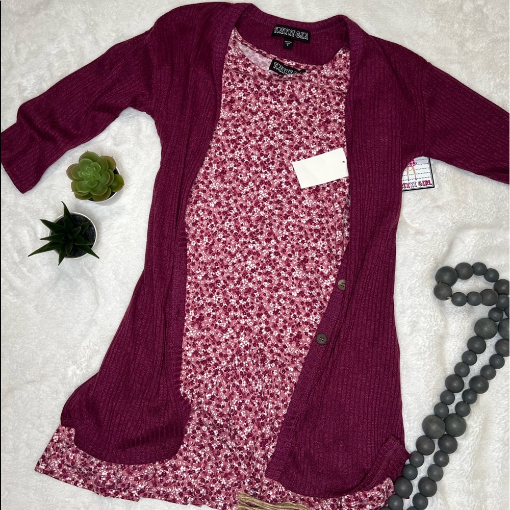 Girls flowery dress with Cardigan